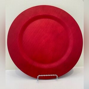 Vintage Red Teakwood Swedish Round Platter 11-3/4” across